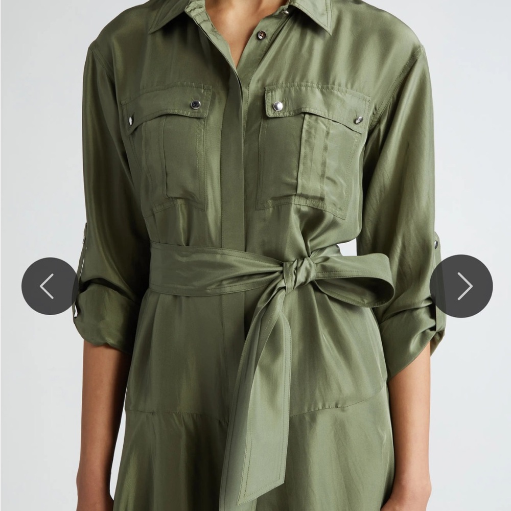 Veronica Beard Camille Green Utility Silk Dress - Picture 12 of 16